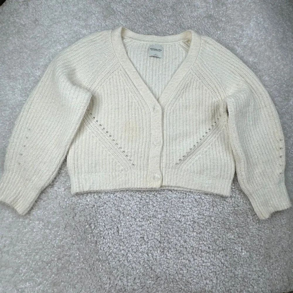 Abercrombie & Fitch Soft Collection Cropped Cardigan Sweater Ivory